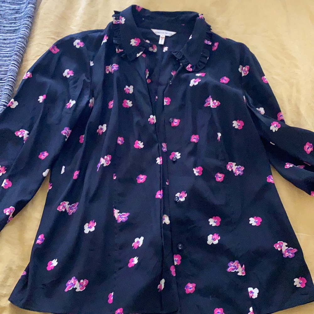 Bottom down Rebecca Taylor top with pink flowers